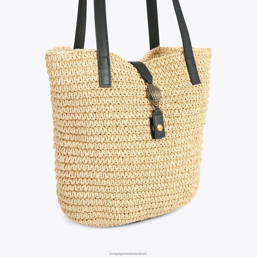 vrouwen Kurt Geiger N206R462 Londen Hampton raffia draagtas beige | Tassen