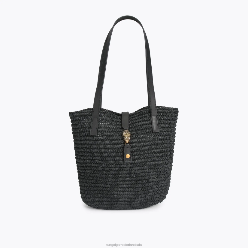 vrouwen Kurt Geiger N206R463 Londen Hampton raffia draagtas zwart | Tassen