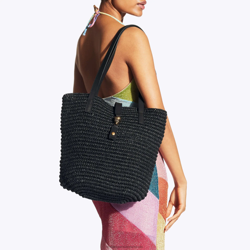vrouwen Kurt Geiger N206R463 Londen Hampton raffia draagtas zwart | Tassen