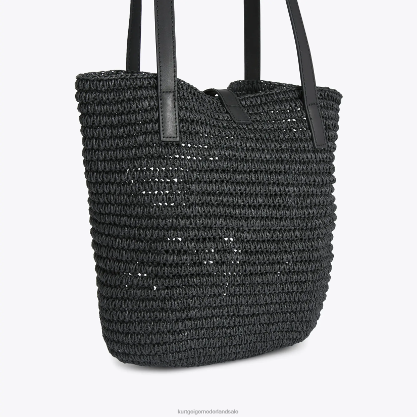 vrouwen Kurt Geiger N206R463 Londen Hampton raffia draagtas zwart | Tassen
