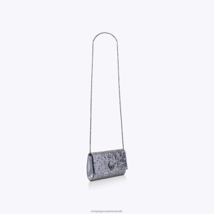 vrouwen Kurt Geiger N206R264 London Party Eagle clutch drench zilver | Tassen