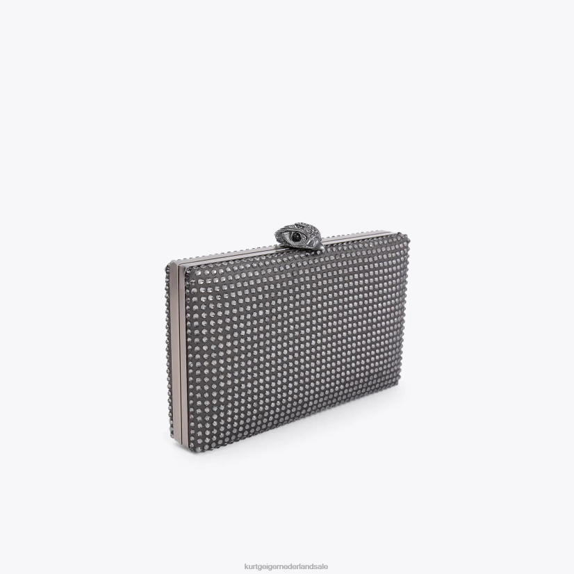 vrouwen Kurt Geiger N206R55 Kensington clutch van Londen kristal grijs | Tassen