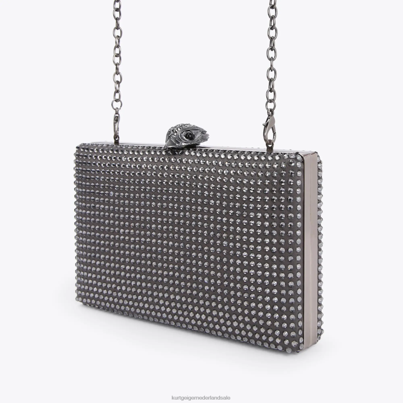 vrouwen Kurt Geiger N206R55 Kensington clutch van Londen kristal grijs | Tassen