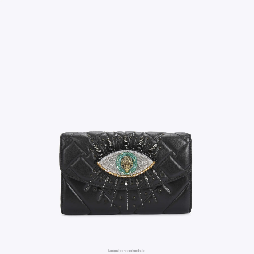 vrouwen Kurt Geiger N206R96 London Kensington portemonnee met kettingoog zwart | Tassen
